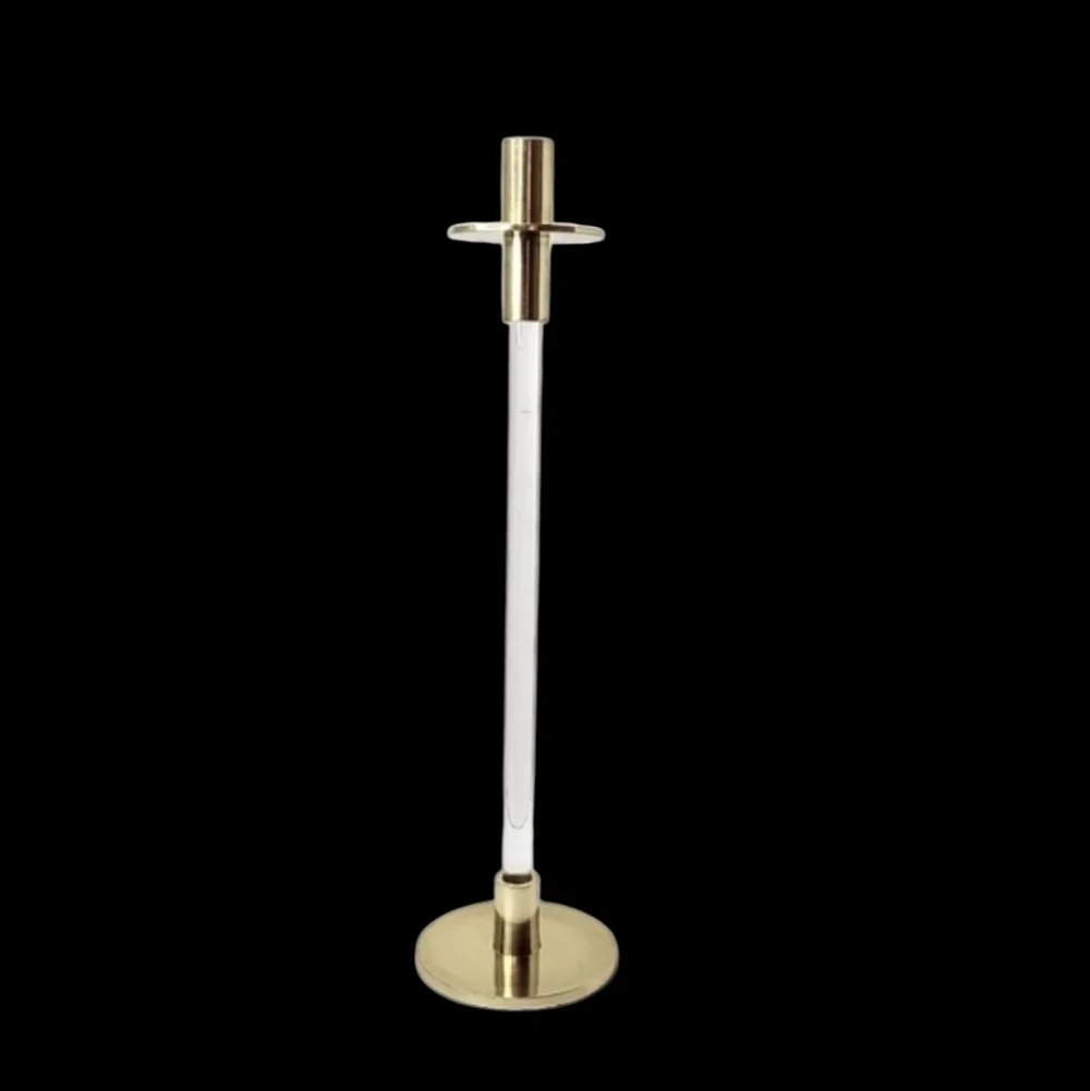 Creative Co-op tall acrylic/gold taper candle holder.